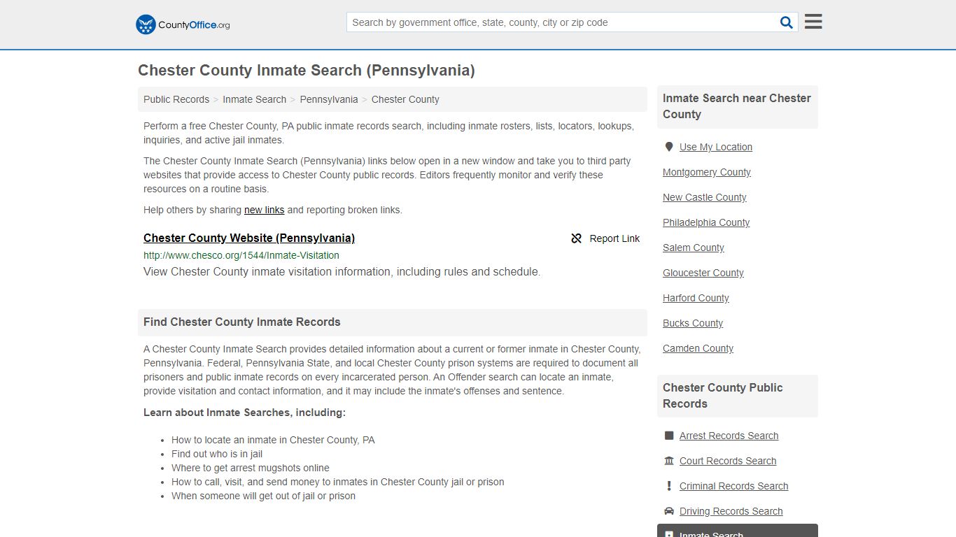 Inmate Search - Chester County, PA (Inmate Rosters & Locators)